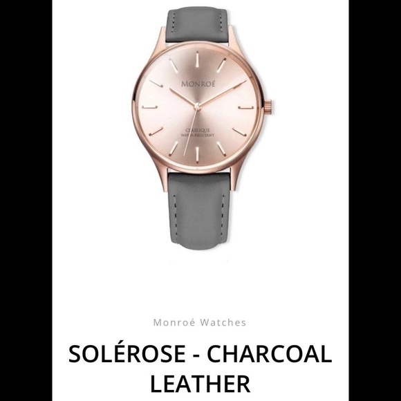 NIB - Monroe Solerose Charcoal Leather Watch - Picture 6 of 13